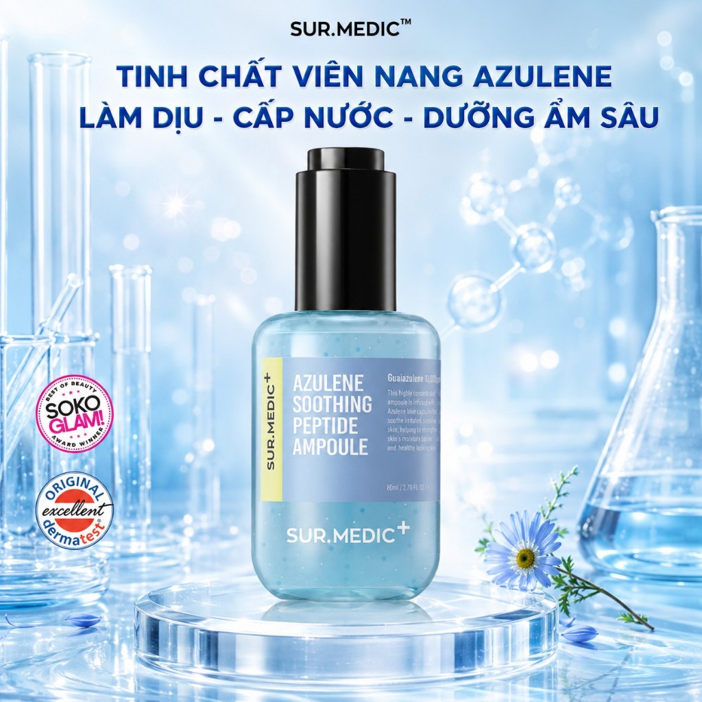 Surmedic x VHL - Tinh Chất Cấp Ẩm Sâu Sur.medic Azulene Soothing Peptide Ampoule 80ml