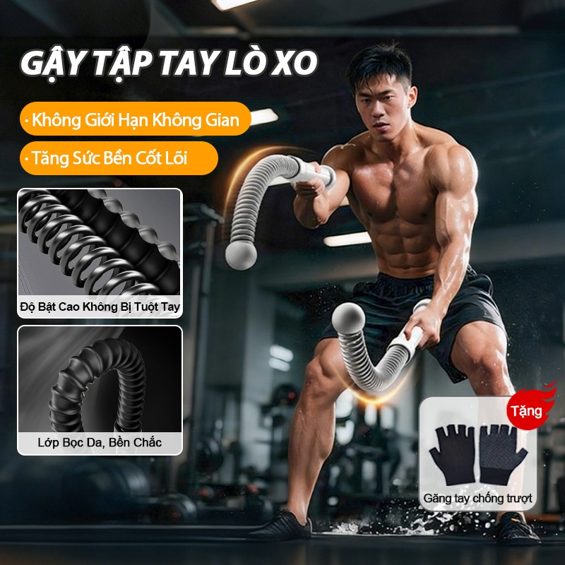 Gậy Tập Tay Lò Xo Tập Tay Tại Nhà Gậy Thể Lực Lò Xo Dành Cho Nam Nữ Cordless Battle Rope