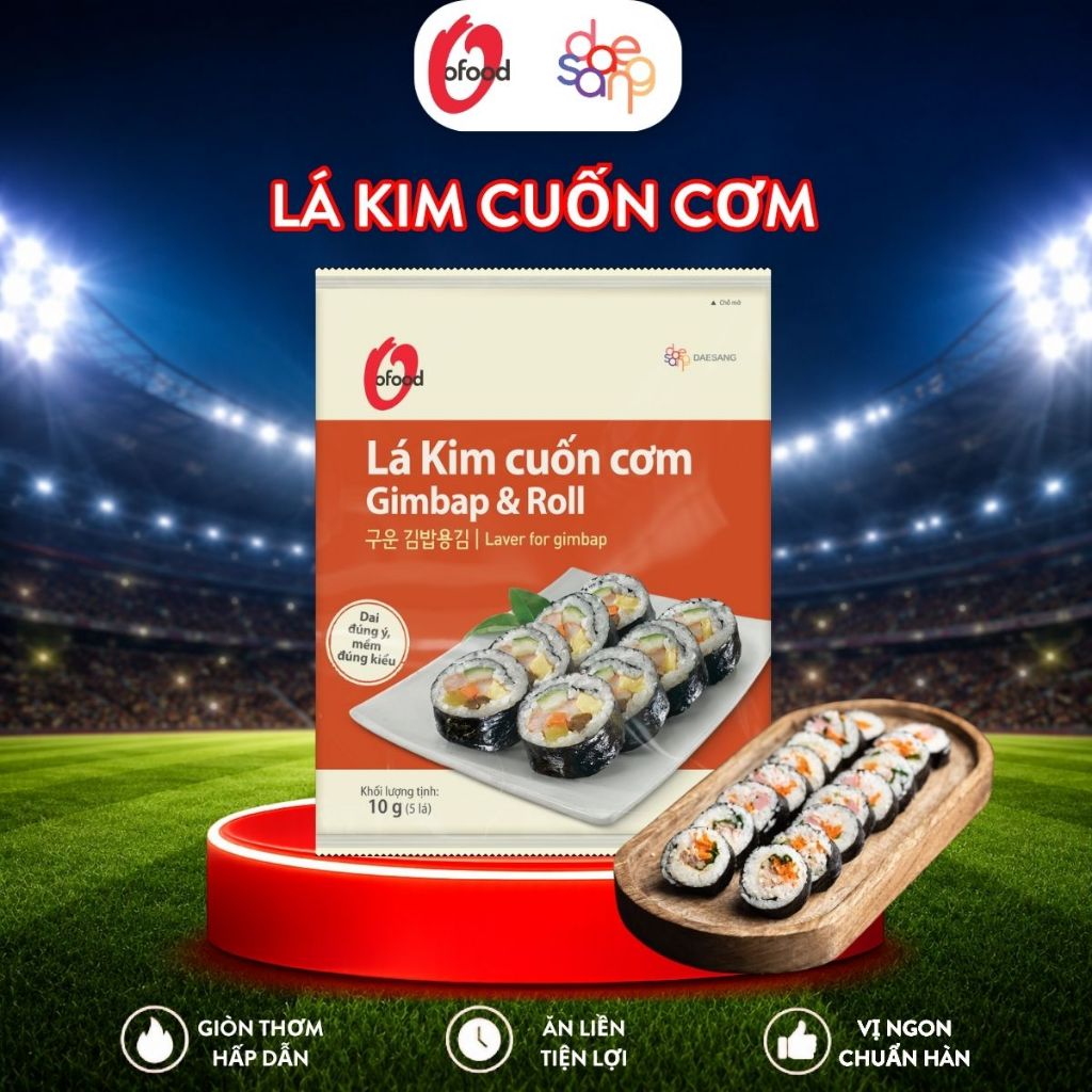 Rong biển / lá kim cuốn cơm Hàn Quốc O'food 10g, sử dụng cho các món kimbap, sushi