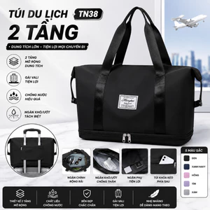 Túi Du Lịch 2 Tầng TN38 Chống Nước Gấp Gọn Có Ngăn Khô Ướt Riêng Gài Vali Dung Tích Lớn Đi Gym Công Tác