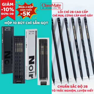 Hộp 10 Bút Chì 2B NoiR Classmate Gỗ Đen Cao Cấp Ngòi Chì Mịn Chuẩn 2B Cứng Cáp Đậm, Dễ Cầm Luyên Viết, Nhạy Máy Chấm Thi