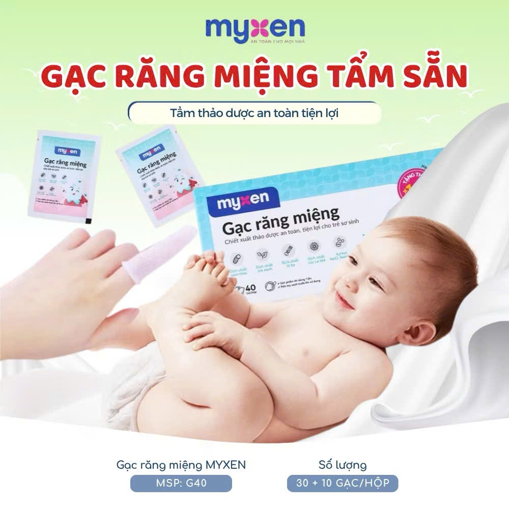 Gạc Răng Miệng / Gạc Rơ Lưỡi Myxen Thảo Mộc, Chiết Xuất Thảo Dược, Sạch Kháng Khuẩn