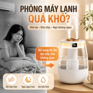 Máy tạo ẩm để bàn gia đình – Hoạt động êm, dùng cho phòng ngủ – Hai vòi phun, phun sương mạnh