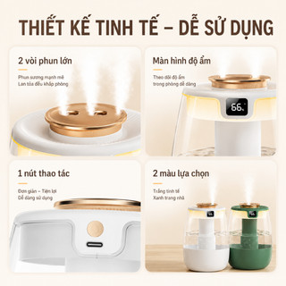 （Bảo hành 12 tháng）Máy tạo ẩm mới năm 2026 Máy phun sương để bàn 2 đầu J10, màn hình số - Ẩm toàn phòng