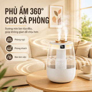 （Bảo hành 12 tháng）Máy tạo ẩm mới năm 2026 Máy phun sương để bàn 2 đầu J10, màn hình số - Ẩm toàn phòng