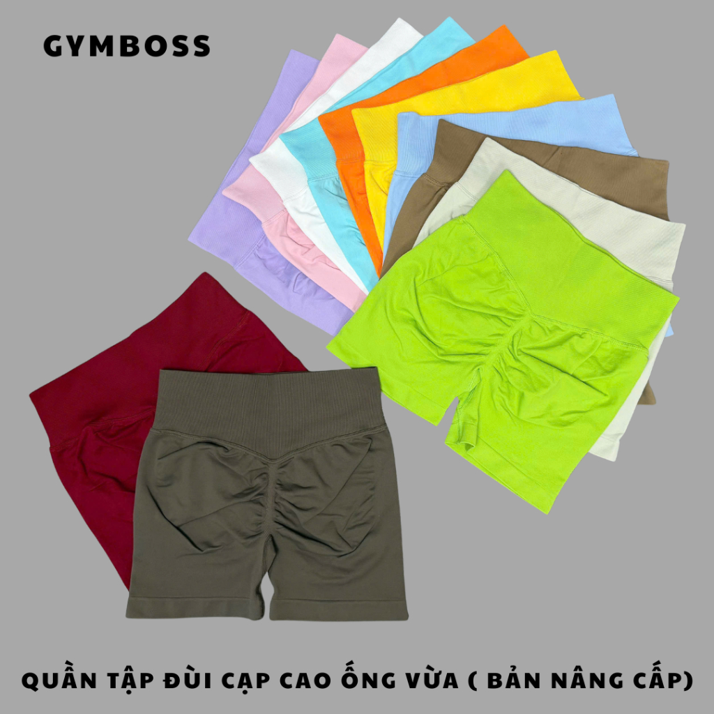 Quần short đùi tập gym,yoga chất liệu dệt kim 10% elastano dày dặn mềm mịn co giãn thoải mái GB114