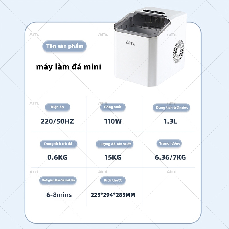 Máy Làm Đá Viên Tự Động Mini, Làm Đá Nhanh 6-8 Phút, Dùng Cho Gia Đình, Văn Phòng, Tiện Lợi