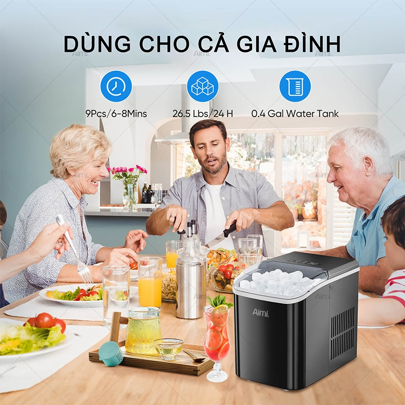 Máy Làm Đá Viên Tự Động Mini, Làm Đá Nhanh 6-8 Phút, Dùng Cho Gia Đình, Văn Phòng, Tiện Lợi