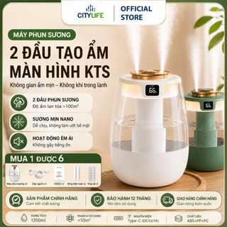 （Bảo hành 12 tháng）Máy tạo ẩm mới năm 2026 Máy phun sương để bàn 2 đầu J10, màn hình số - Ẩm toàn phòng