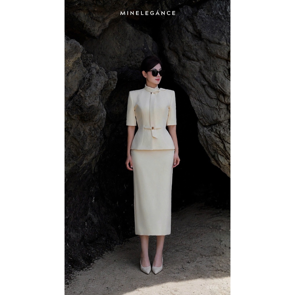 MINELEGÁNCE | SET VEST & CHÂN VÁY BÚT CHÌ THANH LỊCH, SANG TRỌNG - MIN666