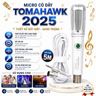 Micro Có Dây Tomahawk 2025 Trắng - Thiết Kế Bắt Mắt, Sang Trọng - Dây Dài 5M, Chất Âm Nhẹ, Siêu Sáng - Bắt Âm Nhạy