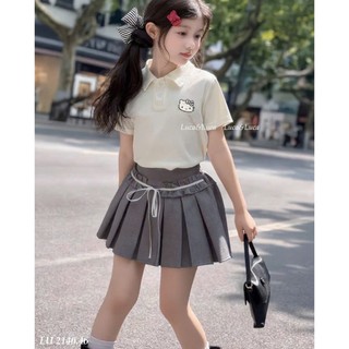 [B&G] Sét váy áo thun polo kèm chân váy xếp ly cá tính, năng động cho bé gái đi tiệc đi chơi