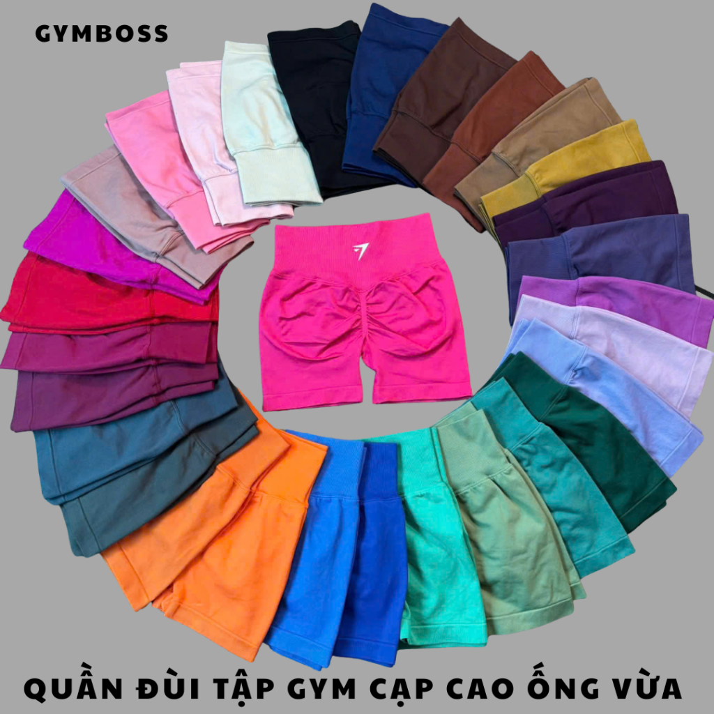 Quần đùi tập gym,yoga cạp cao ống vừa,Chất liệu dệt kim 10% elastano dày dặn tôn form co giãn thoải mái GB131
