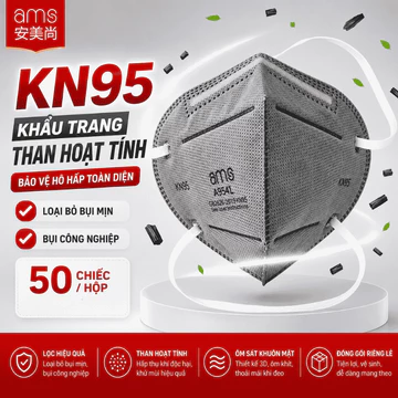 (Tai/Đầu) Hộp khẩu trang Ams 9542/9542V có van tiêu chuẩn KN95 than hoạt tính chống bụi siêu mịn