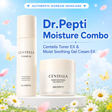 [Combo]Nước Hoa Hồng Dr.Pepti Centella Toner Ex & Kem Dưỡng Ẩm Dr.Pepti Centella Moist Soothing Gel Cream