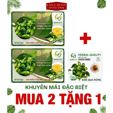 Combo 2 hộp Trà túi lọc Khổ Qua Rừng (30 túi x 1,8g)-Thương hiệu HERBAL QUALITY + Tặng Trà túi lọc Khổ Qua Rừng (15 túi)