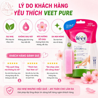 Kem Tẩy Lông Veet Pure 150g Nhật Bản Kèm Bọt Biển Hỗ Trợ Làm Sạch Lông Nhanh