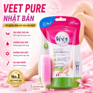 Kem Tẩy Lông Veet Pure 150g Nhật Bản Kèm Bọt Biển Hỗ Trợ Làm Sạch Lông Nhanh