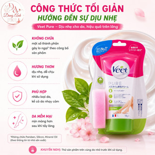 Kem Tẩy Lông Veet Pure 150g Nhật Bản Kèm Bọt Biển Hỗ Trợ Làm Sạch Lông Nhanh