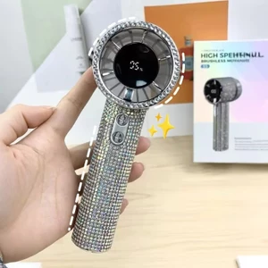 Quạt mini cầm tay có lỗ thông hơi đầy đủ, sạc USB, màn hình kỹ thuật số, tốc độ cao Turbo S5.