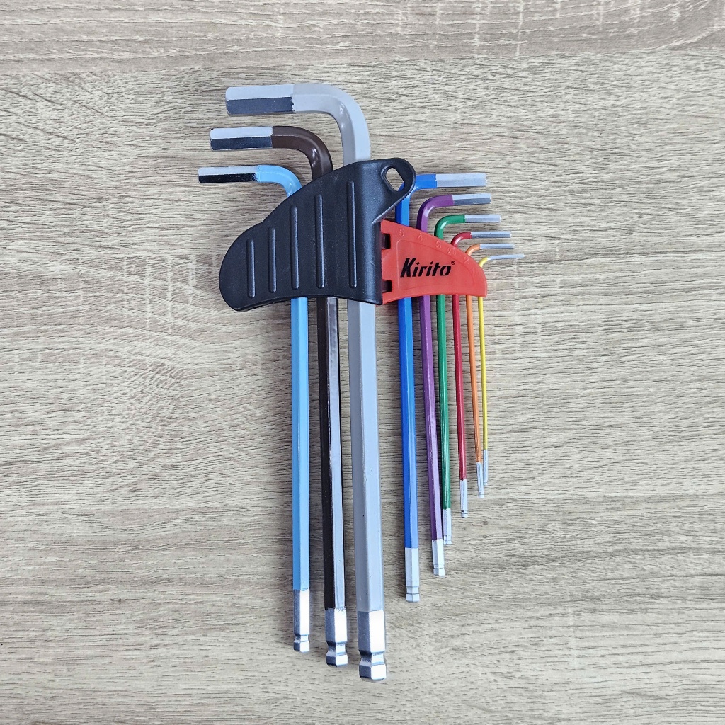 Bộ Lục Giác Bi Màu KIRITO 9 Cây 1.5-10mm Chữ L, Thép S2 Cao Cấp Không Gỉ Chính Hãng