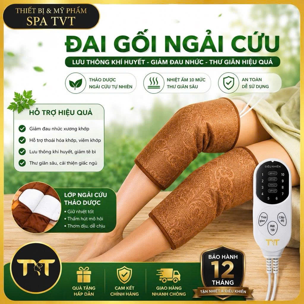 ĐAI CHƯỜM GỐI NGẢI CỨU TVT – MASSAGE NHIỆT, LÀM ẤM KHỚP GỐI, HỖ TRỢ GIẢM MỎI VÀ THƯ GIÃN