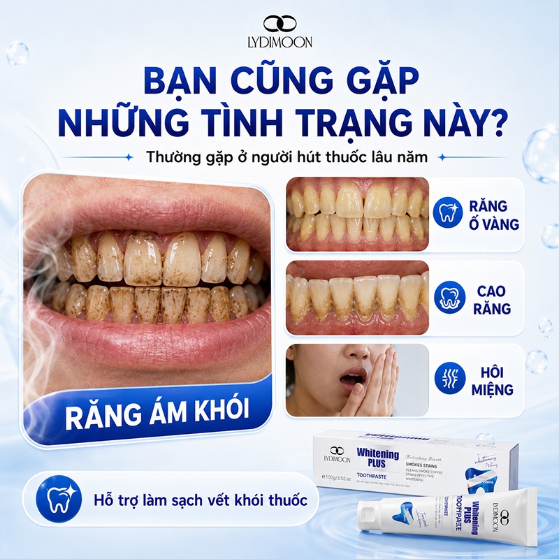 Kem Đánh Răng Làm Sạch Răng, Làm Sạch Vết Ố Răng, Chăm Sóc Răng Miệng, Hơi Thở Thơm Mát, LYDIMOON, 100g
