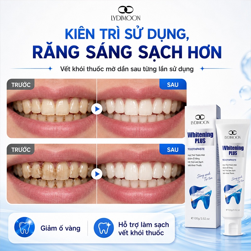 Kem Đánh Răng Làm Sạch Răng, Làm Sạch Vết Ố Răng, Chăm Sóc Răng Miệng, Hơi Thở Thơm Mát, LYDIMOON, 100g