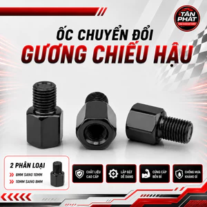 Phụ Kiện Gắn Gương Chiếu Hậu Xe Máy, Ốc Chuyển Ren Chân Gương Màu Đen, Có Bán Lẻ