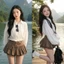 SET ÁO CỔ SƠ MI BO EO PHỐI CHÂN VÁY XÒE, SET ĐỒ NỮ TIỂU THƯ HÀN QUỐC HOT TREND ĐI CHƠI CHỤP ẢNH | MEOINDAHOUSE