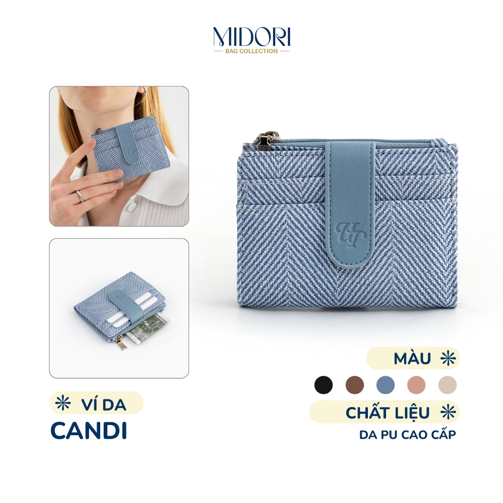 Ví Cầm Tay Da Pu CANDI Nam Nữ Bóp Đựng Tiền Thẻ RFID BLOCKING Bảo Mật Thẻ | MIDORI BAG COLLECTION