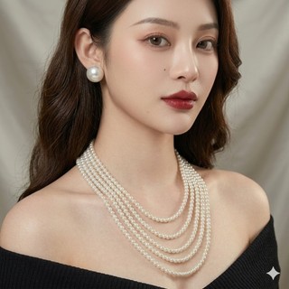 [ DAISYN ] N606 choker dây chuyền áo dài , dây chuyền áo tấc, dây chuyền váy cưới 5 sợi ngọc trai nhân tạo sang trọng