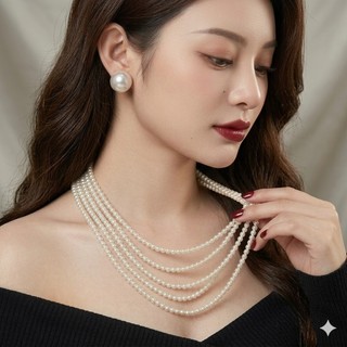 [ DAISYN ] N606 choker dây chuyền áo dài , dây chuyền áo tấc, dây chuyền váy cưới 5 sợi ngọc trai nhân tạo sang trọng