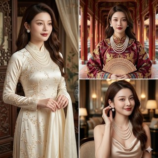 [ DAISYN ] N606 choker dây chuyền áo dài , dây chuyền áo tấc, dây chuyền váy cưới 5 sợi ngọc trai nhân tạo sang trọng