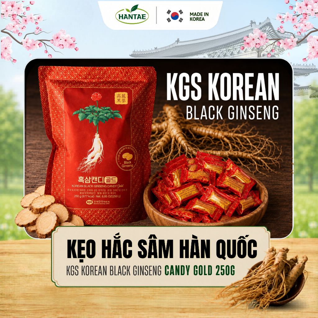 Kẹo Hắc Sâm Hàn Quốc/ KGS Korean Black Ginseng Candy Gold 250g
