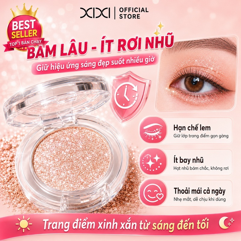 XIXI Glitter Aegyo-Sal Eyeshadow | Long Lasting Sparkle Highlight | Radiant Shimmer Eye Makeup D506