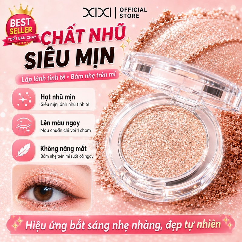 XIXI Glitter Aegyo-Sal Eyeshadow | Long Lasting Sparkle Highlight | Radiant Shimmer Eye Makeup D506