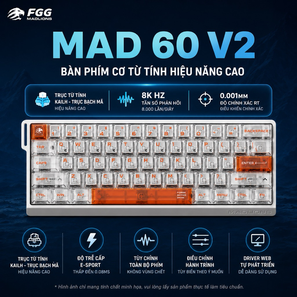 🔥 BÀN PHÍM CƠ TỪ TÍNH MADLIONS MAD60 MAD68 V2 – 8KHz | RT 0.001mm | HALL EFFECT MAGNETIC KEYBOARD | BigBuy360 - bigbuy360.vn