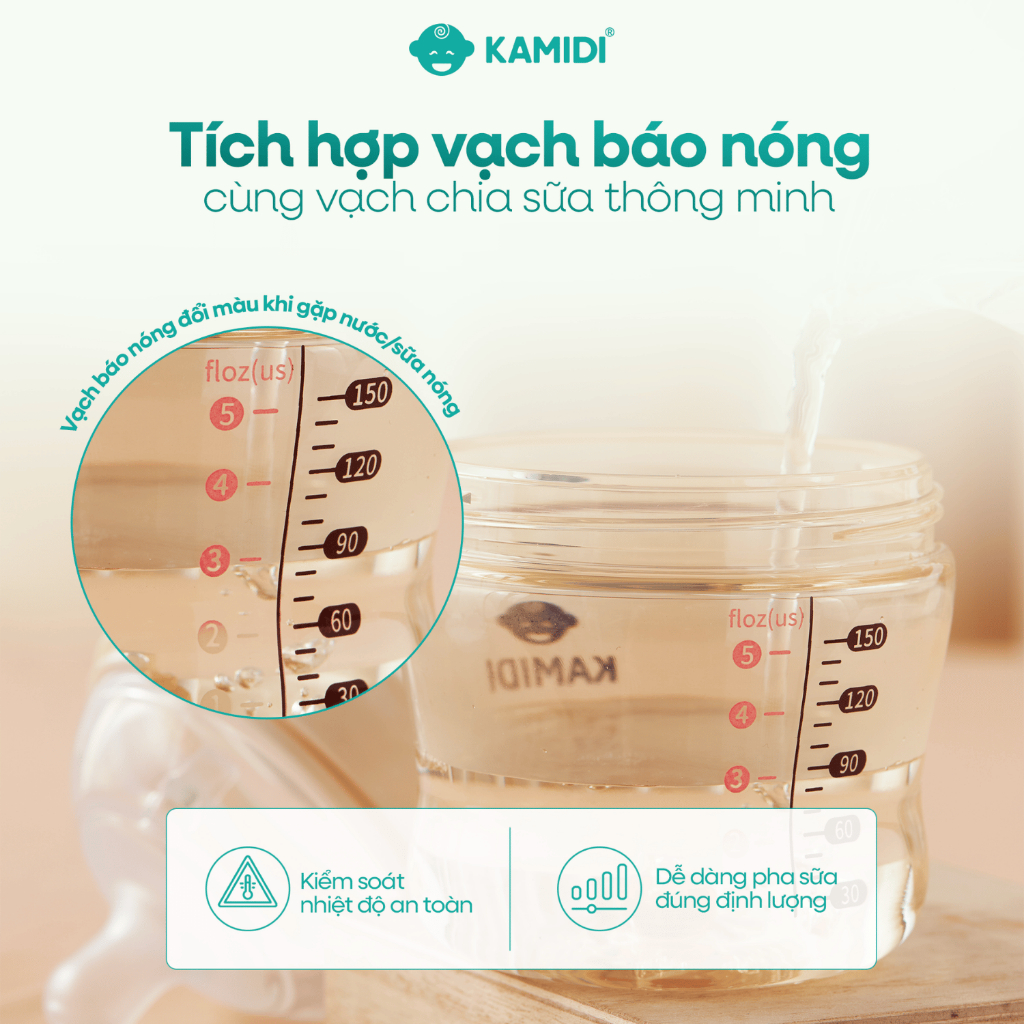 Bình Sữa Sơ Sinh Kamidi PPSU GEN 2 Núm Mềm Mô Phỏng Hoàn Hảo Ti Mẹ 150ml