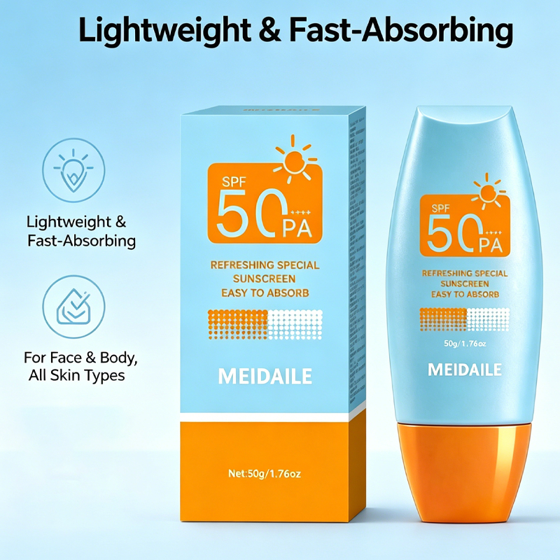 Kem chống nắng MEIDAILE SPF50+ PA++++ 50g nhẹ, thấm nhanh, dùng cho mặt & body