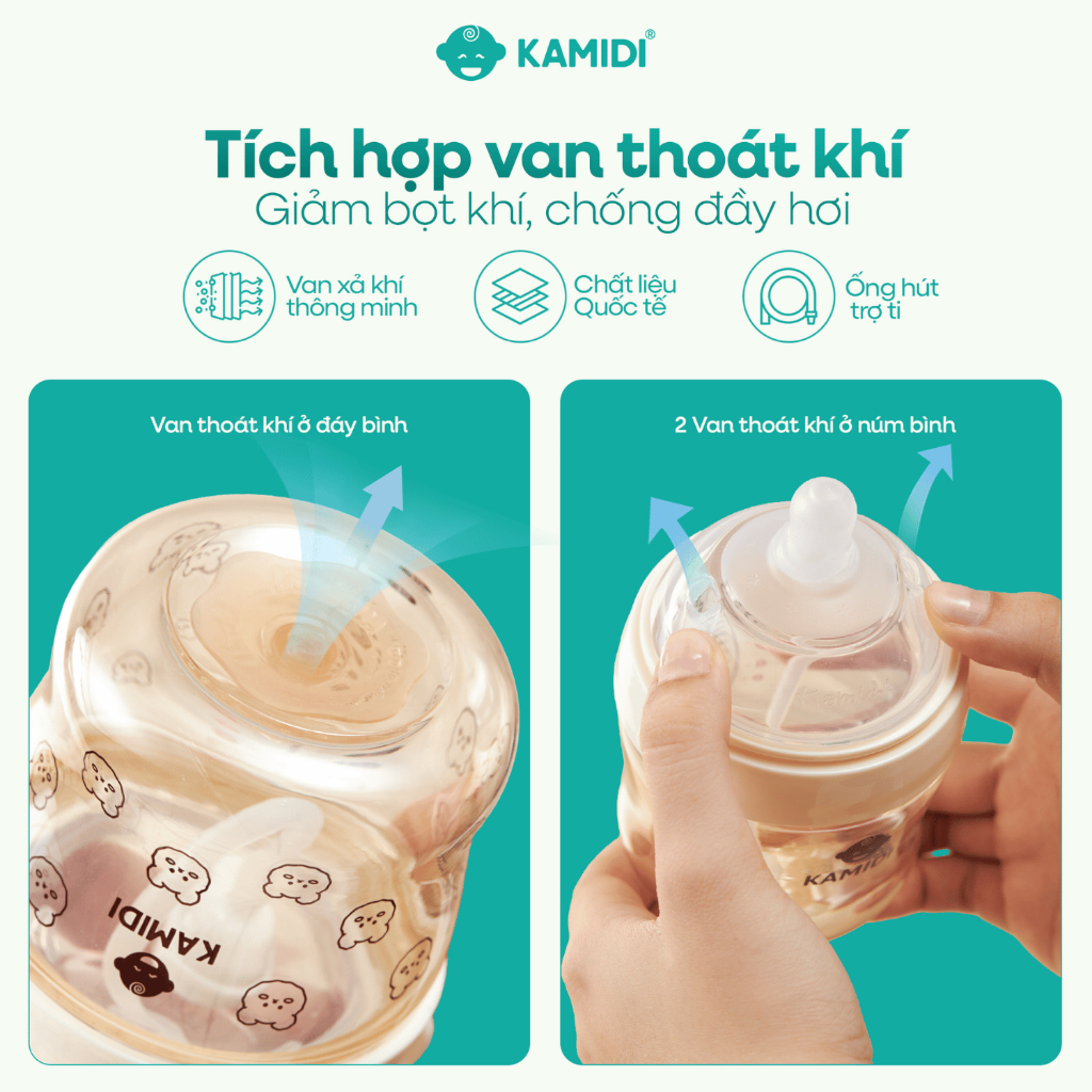 Bình Sữa Sơ Sinh Kamidi PPSU GEN 2 Núm Mềm Mô Phỏng Hoàn Hảo Ti Mẹ 150ml