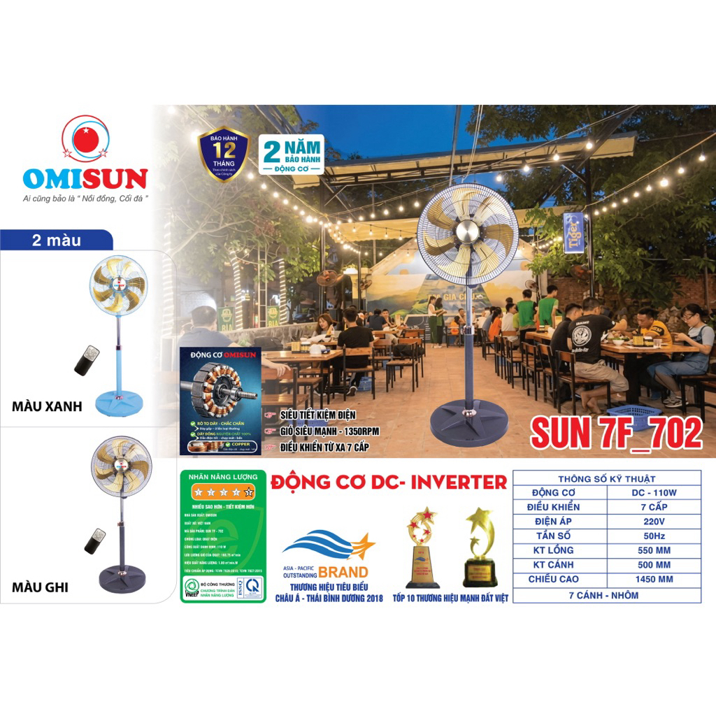 Quạt đứng CAO CẤP DC- INVERTER,  LUỒNG GIÓ CỰC MANH , ĐỘNG CƠ RẤT ÊM CHUYÊN DÙNG CHO KHÔNG GIAN RỘNG ,NHÀ HÀNG QUÁN BIA