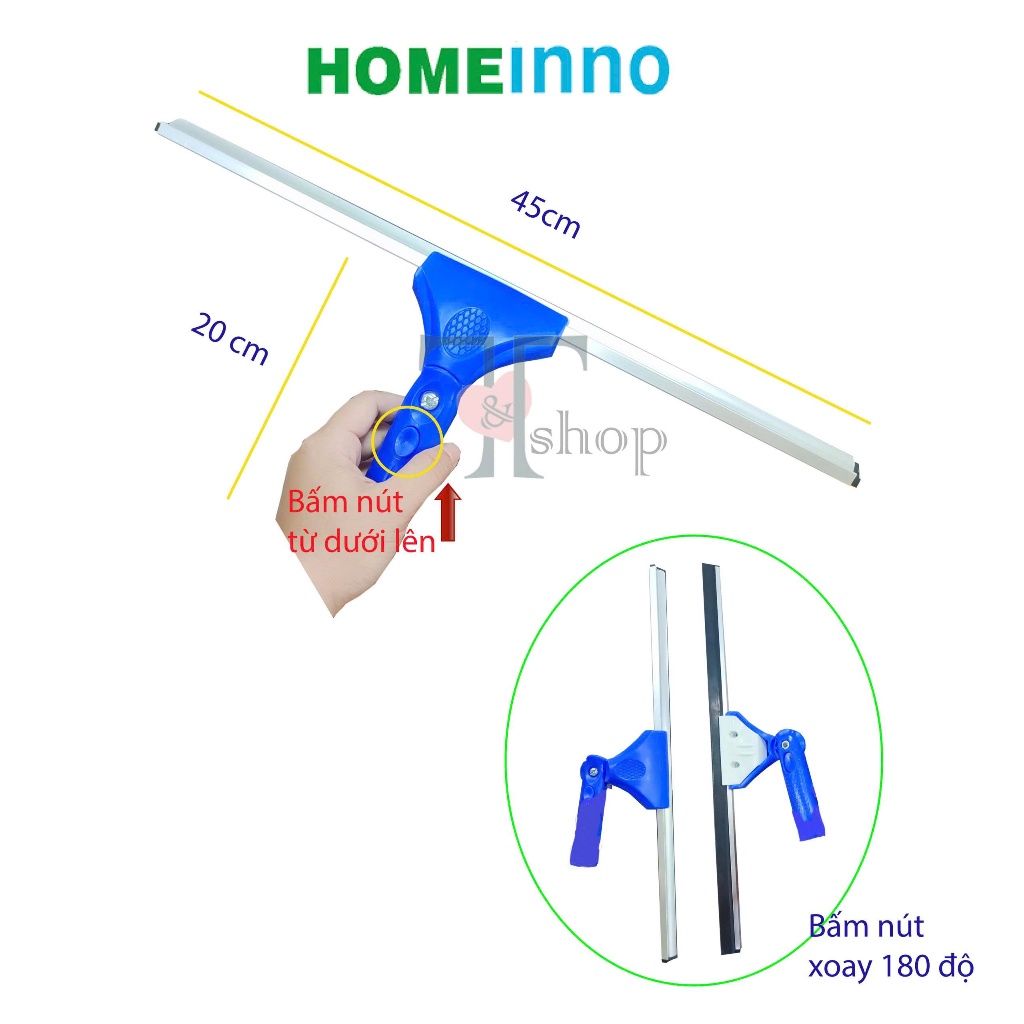 [HỎA TỐC] (KHÔNG CÁN) Cây Gạt Nước Kính Bản To 45cm Chuyên Dụng Lưỡi Cao Su, Gạt Bóng Kính Homeinno