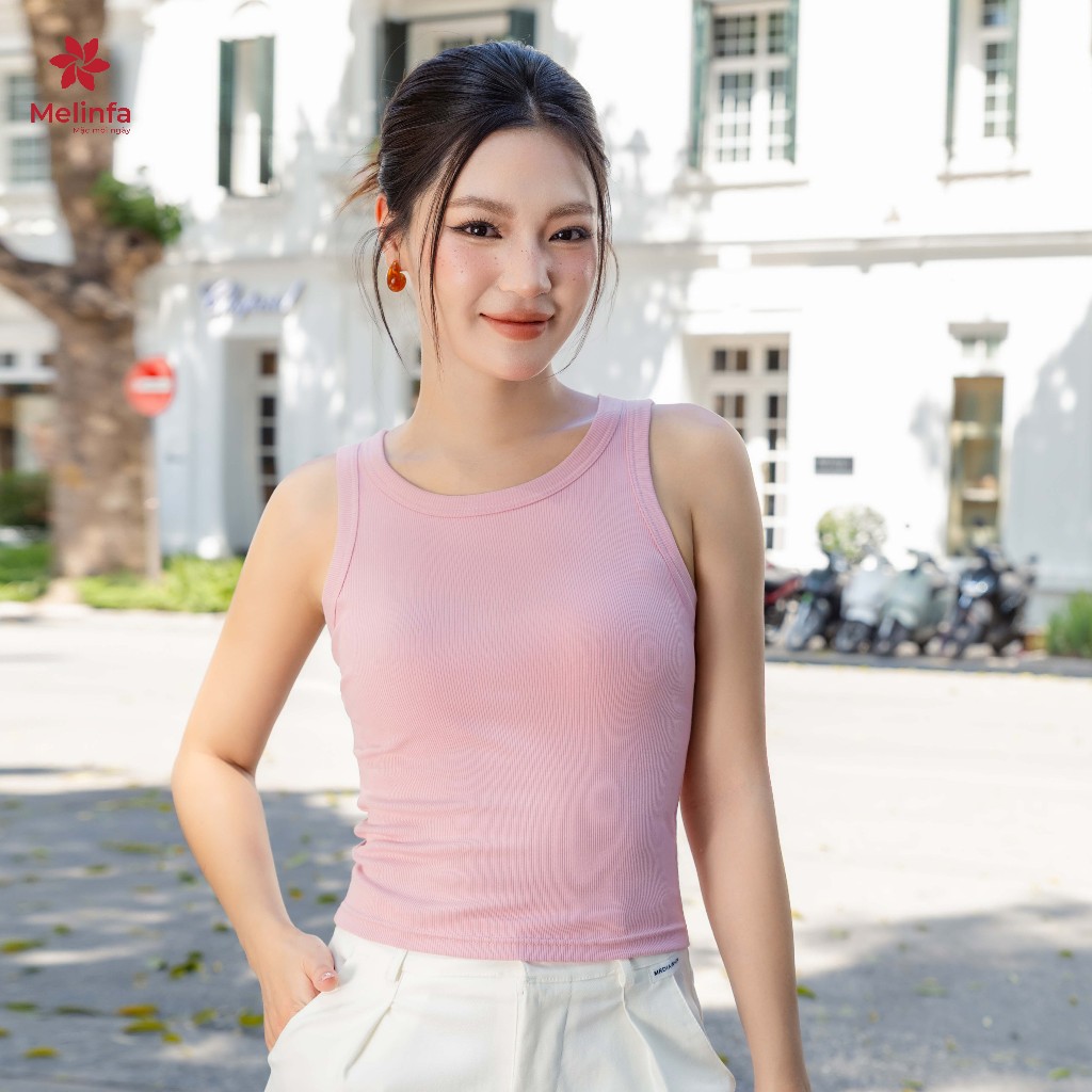 Áo ba lỗ Tanktop nữ MELINFA  có độm mút 3D định hình nâng đỡ, Áo Bratop nữ mã VAA0518