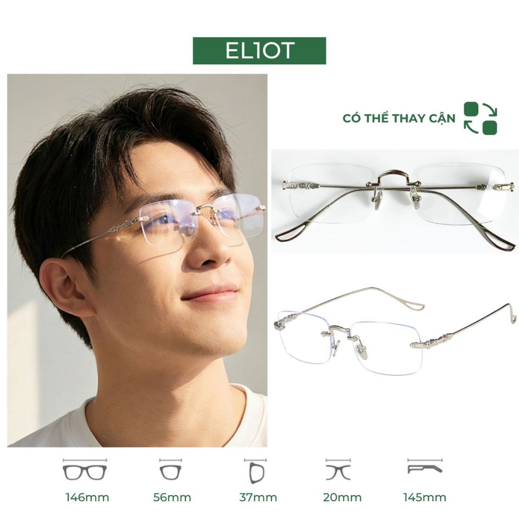 Gọng kính không viền ELIOT EYEWEAR càng kính kim loại chắc chắn thời trang nam nữ el16096