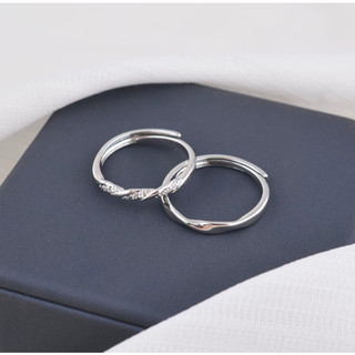 Nhẫn Đôi Bạc 925 Ocean Whisper Đính Đá Thiết Kế Uốn Lượn Cao Cấp Quà Tặng Couple kèm hộp đựng và túi