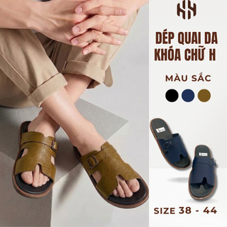 [SALE 7.7 GIẢM 30K] Dép Nam Quai Khóa H vắt ngang đế giả gỗ hàng loại 1 cao cấp