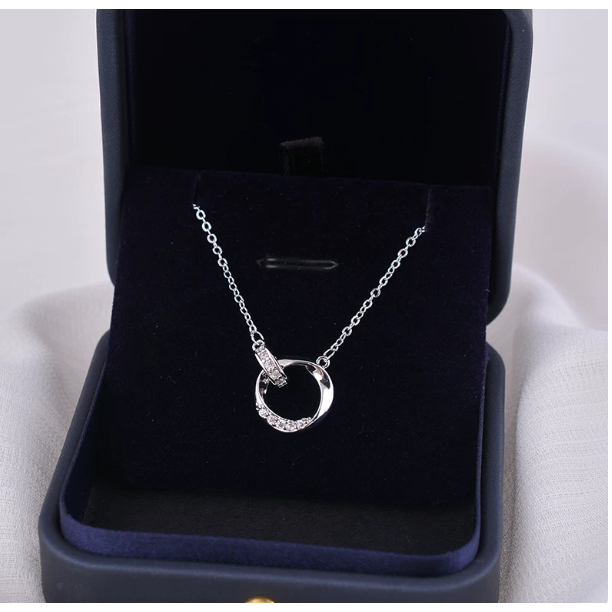 Dây Chuyền Nữ Mạ Bạc Mặt Tròn Đính Đá Zircon Cao Cấp - Vòng Cổ Bạc Thiết Kế Thanh Lịch Sang Trọng
