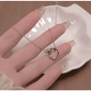 Dây Chuyền Nữ Bạc 925 Endless Love Mặt Tròn Đôi Đính Đá Cao Cấp kèm hộp đựng và túi sang trọng