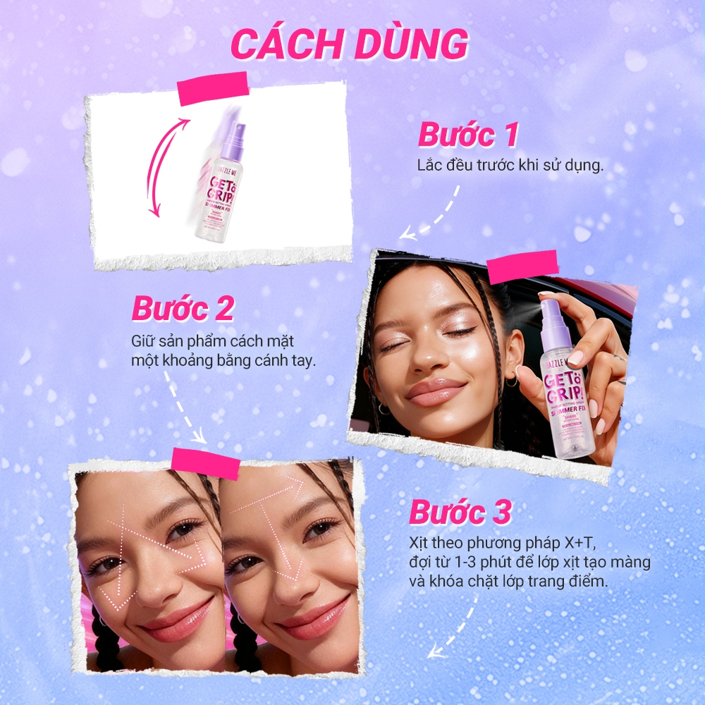 Xịt Khóa makeup Nền DAZZLE ME Setting Spray Dewy Fix Cố Định Trang Điểm Lâu Trôi Cấp Ẩm 60ml